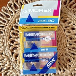 Vintage Memorex dBS 90 Min Cassette Tapes‎ 2 Pack New Old Stock Kmart